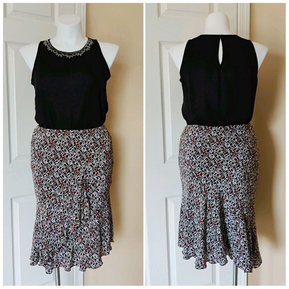 Worthington geometric print silk skirt sz 14 - Picture 1 of 7